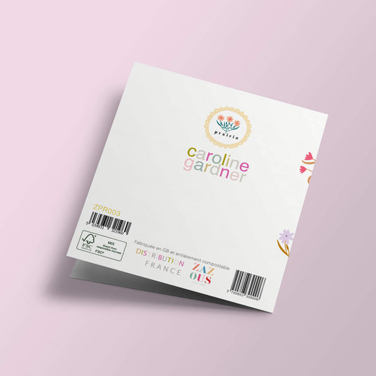 Prairie - un bouquet de fleurs sur fond rayé beige