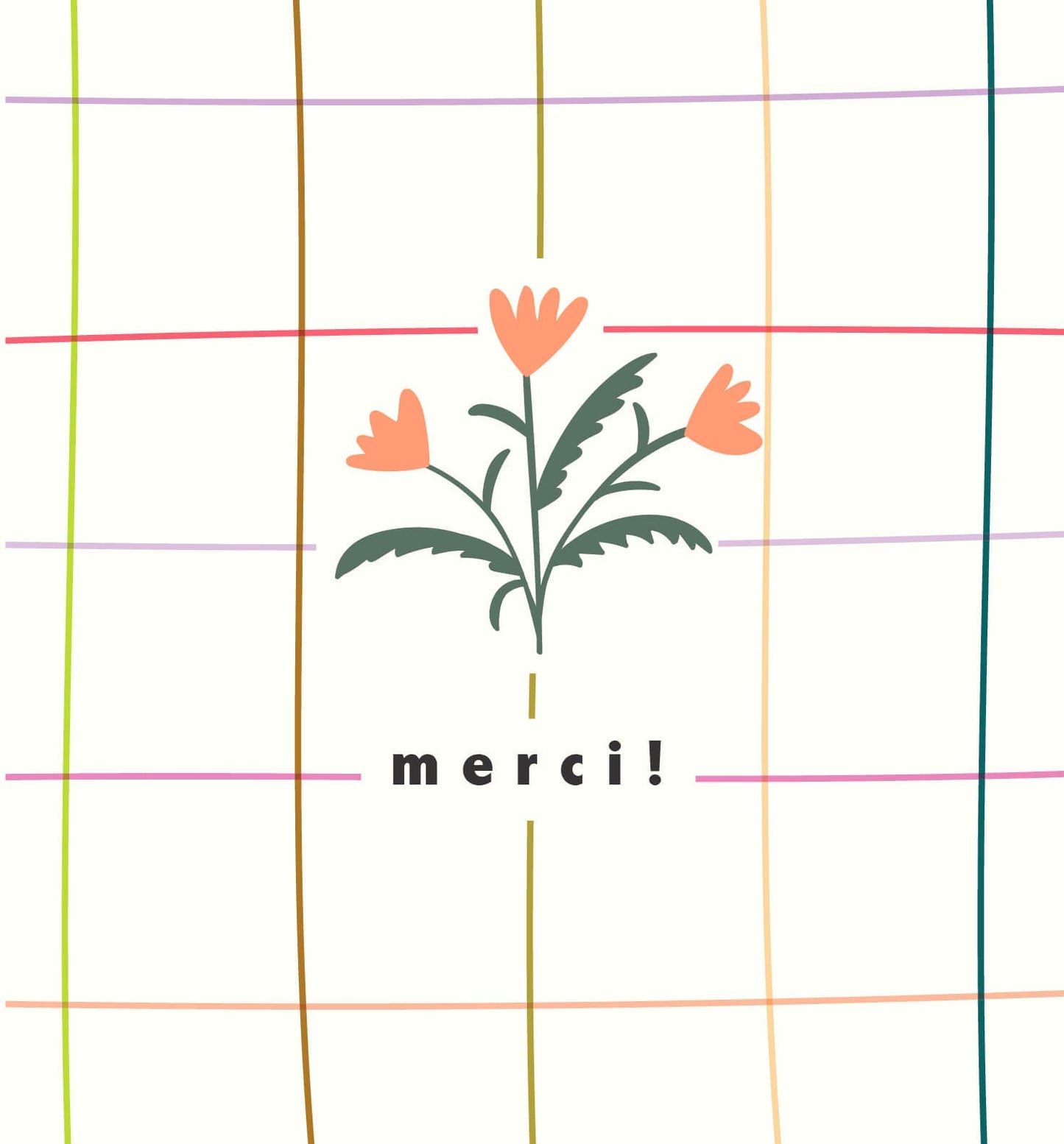 Prairie - un bouquet de fleurs sur fond quadrillé, merci