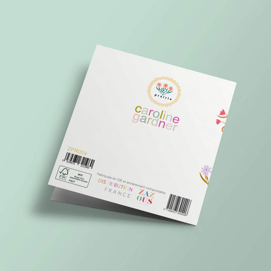 Prairie - un bouquet de fleurs sur fond quadrillé, merci