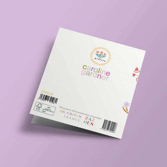 Prairie - bouquets sur fond quadrillé, joyeux anniversaire