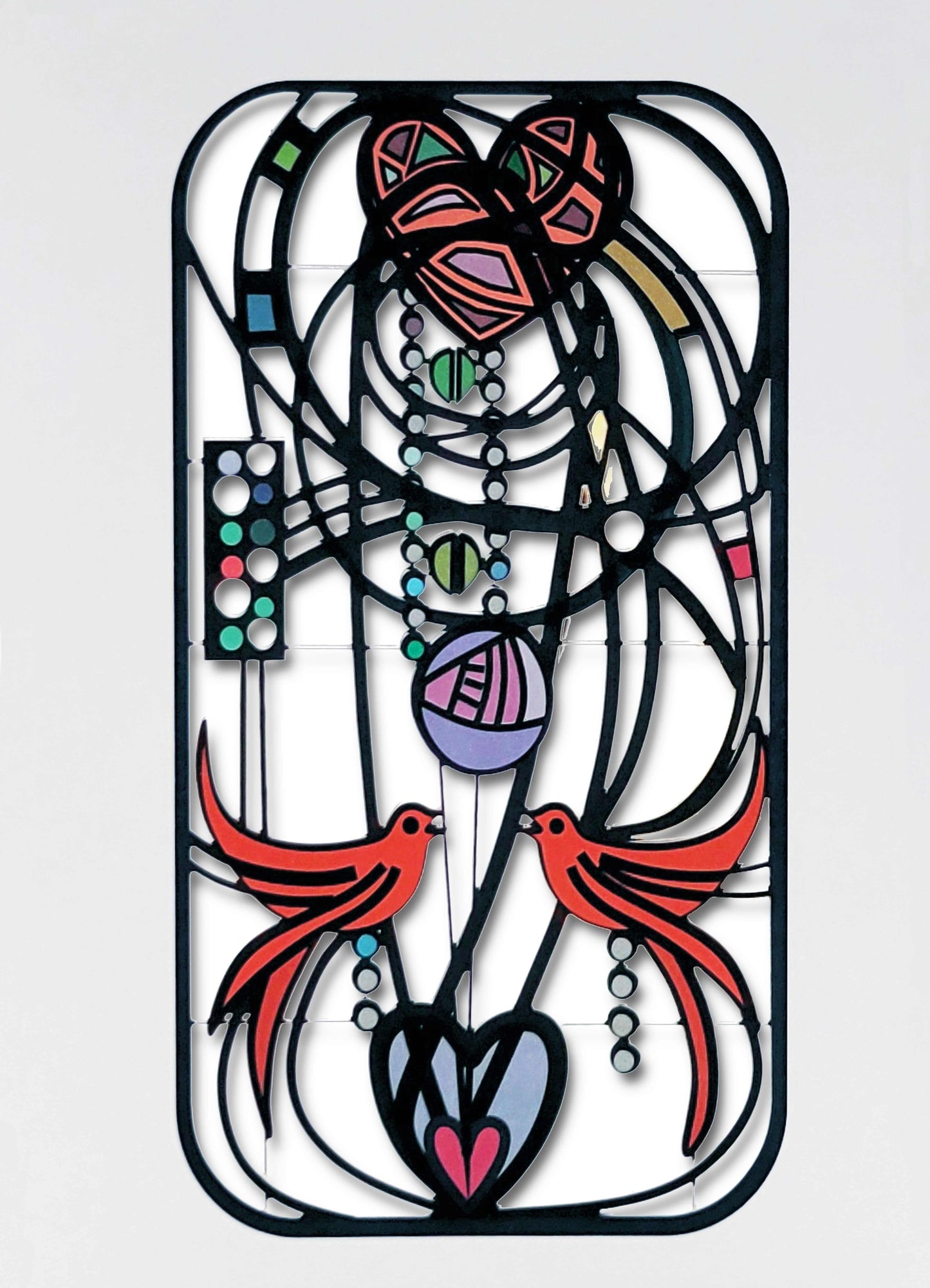 Carte découpée - Oiseaux style Mackintosh