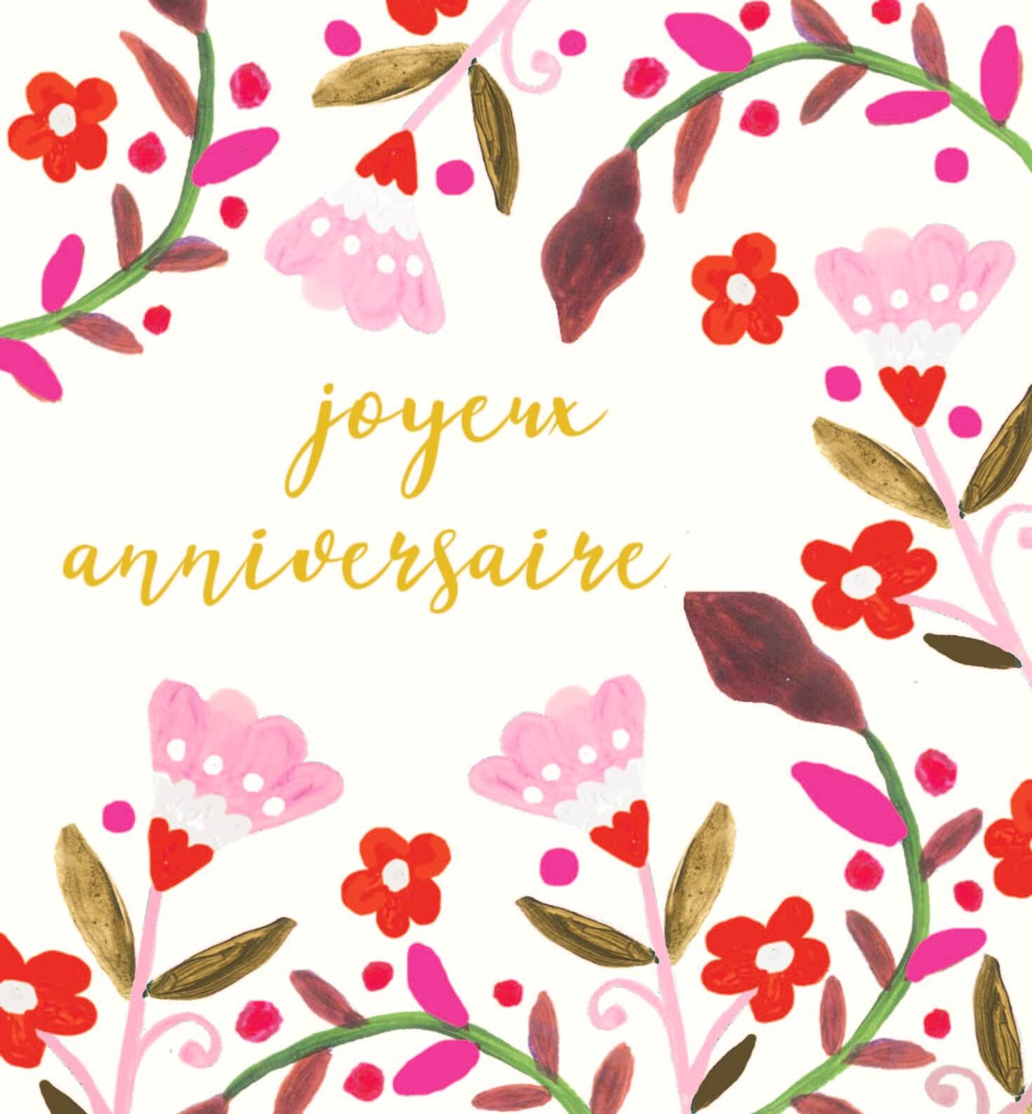 Fiesta - Joyeux anniversaire, fleurs roses et rouges