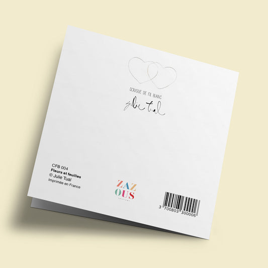 Cousue de fil blanc - Fleurs et feuilles