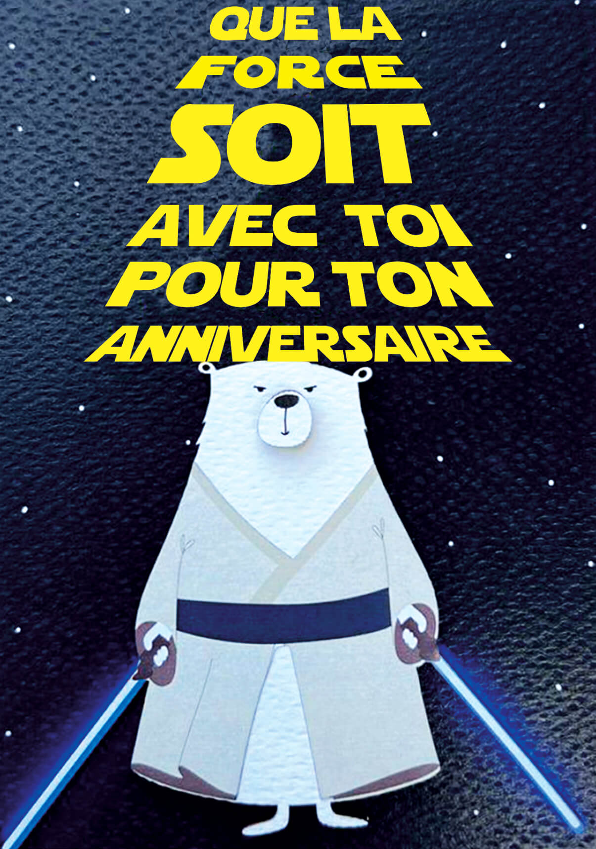 Bouts de bois - "Que la force soit avec toi pour ton anniversaire" Ours jedi avec sabre laser