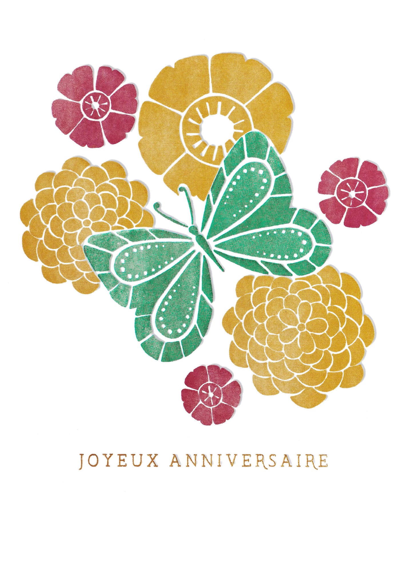 Stamp - Papillon et fleurs, joyeux anniversaire