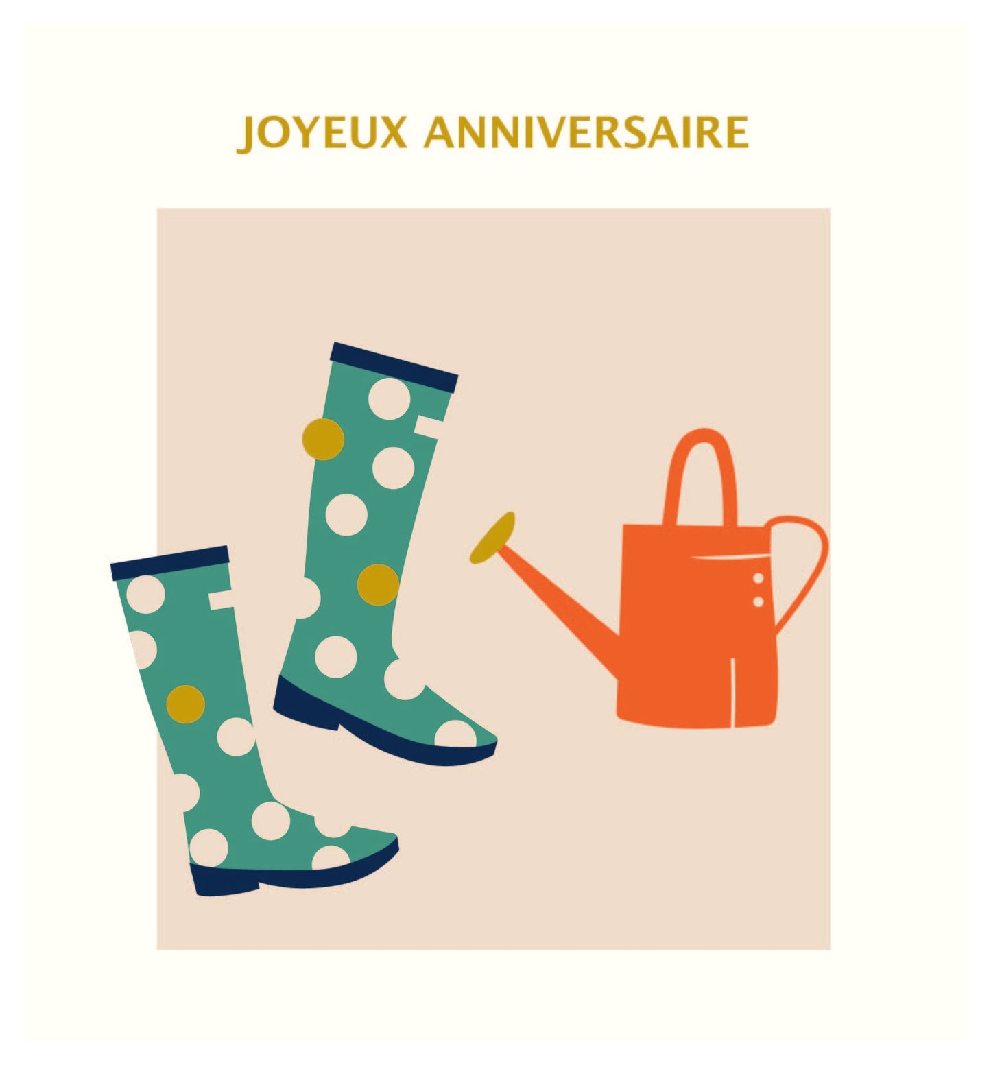 Framed - rubber boots and watering can birthday