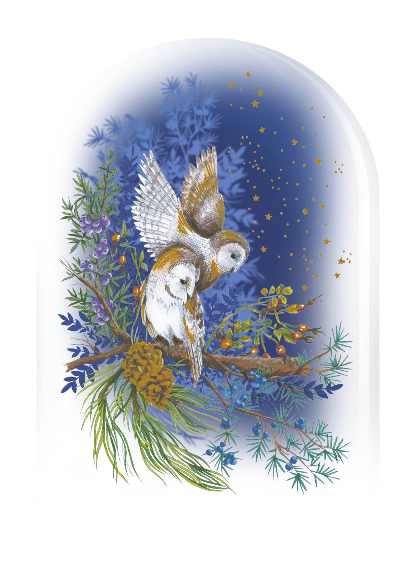 Secret Garden - owls under a glass bell