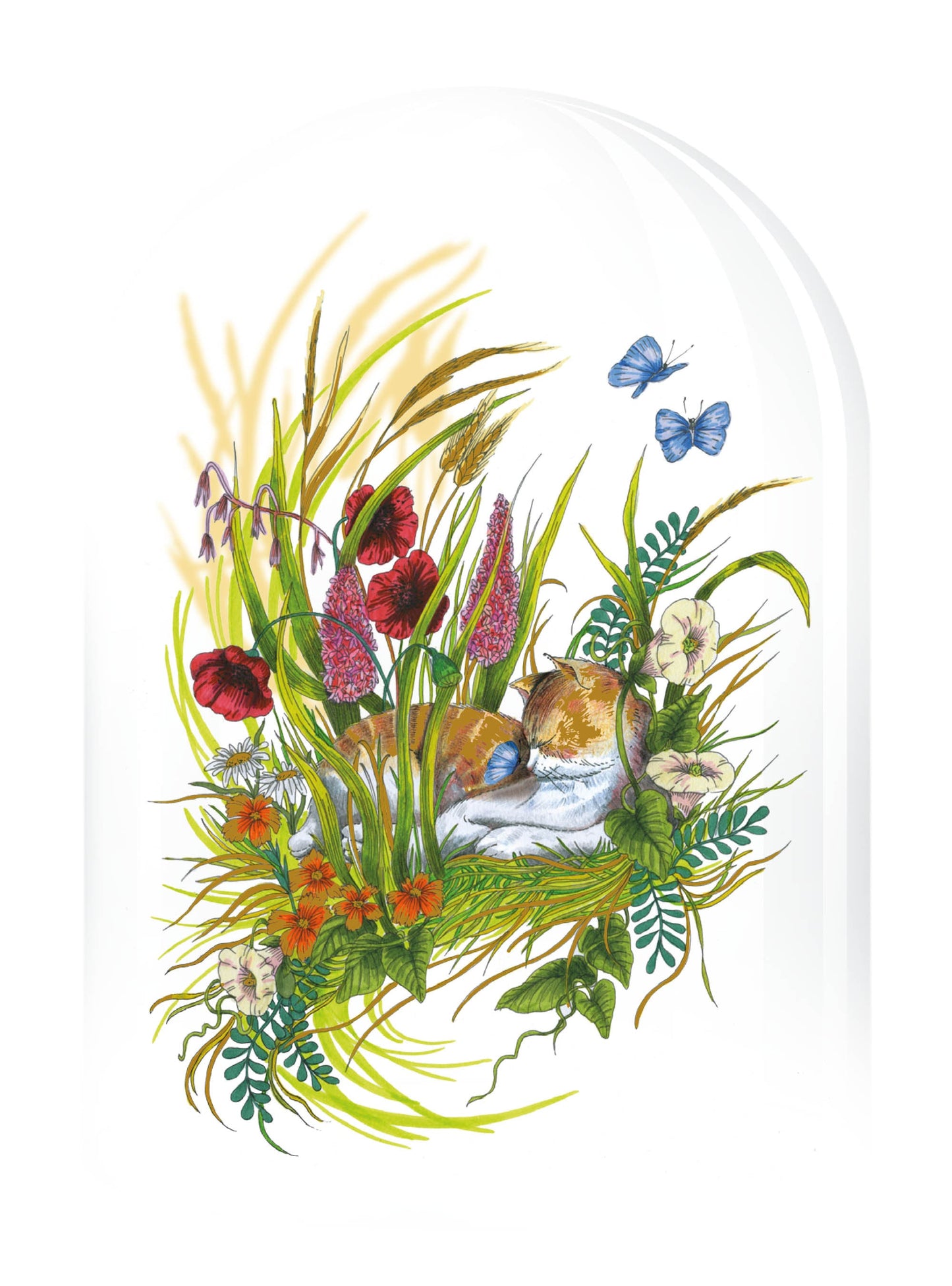 Secret Garden - cats under a glass bell