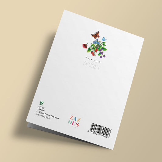 Jardin secret - chat sous une cloche de verre