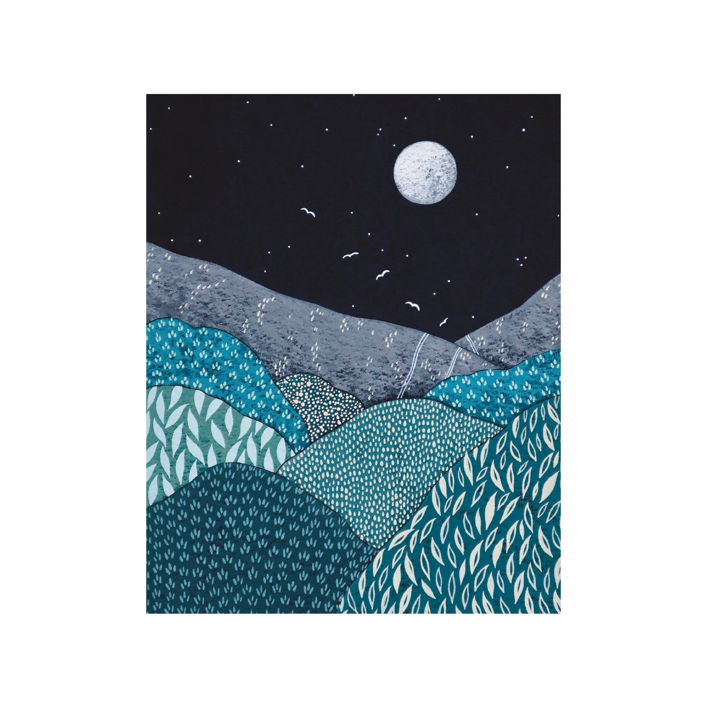 Sensitive Nature - Full Moon Over Blue and Green Hills