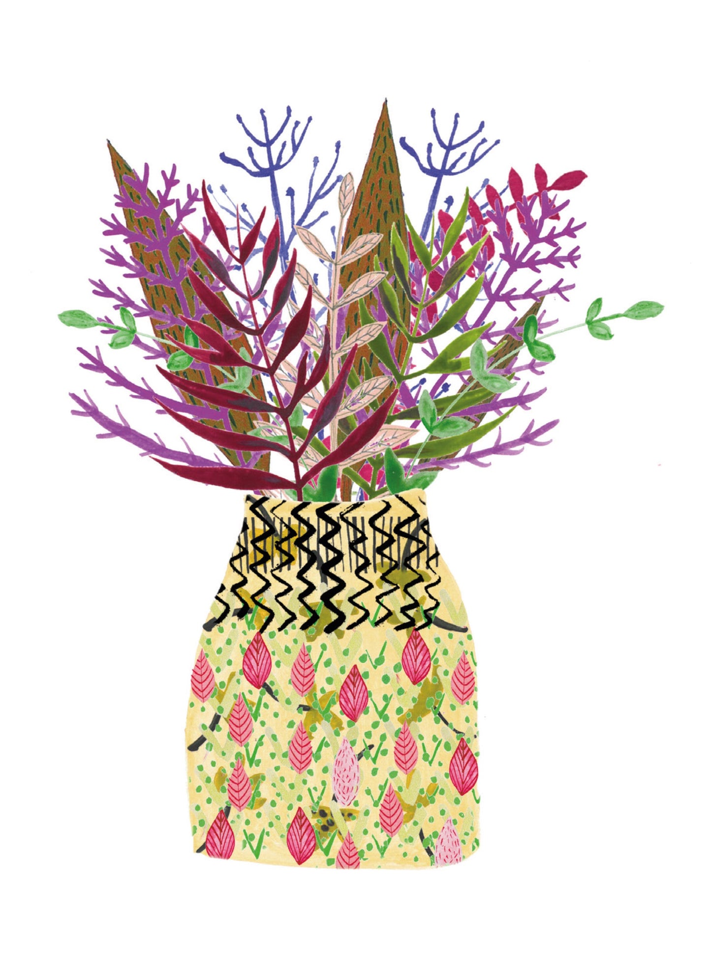 Mary's bouquet - yellow and pink vase