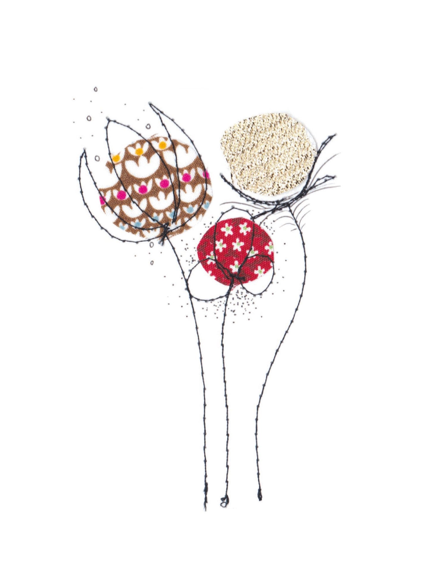 Cotton Flowers - Chalice - embroidered card