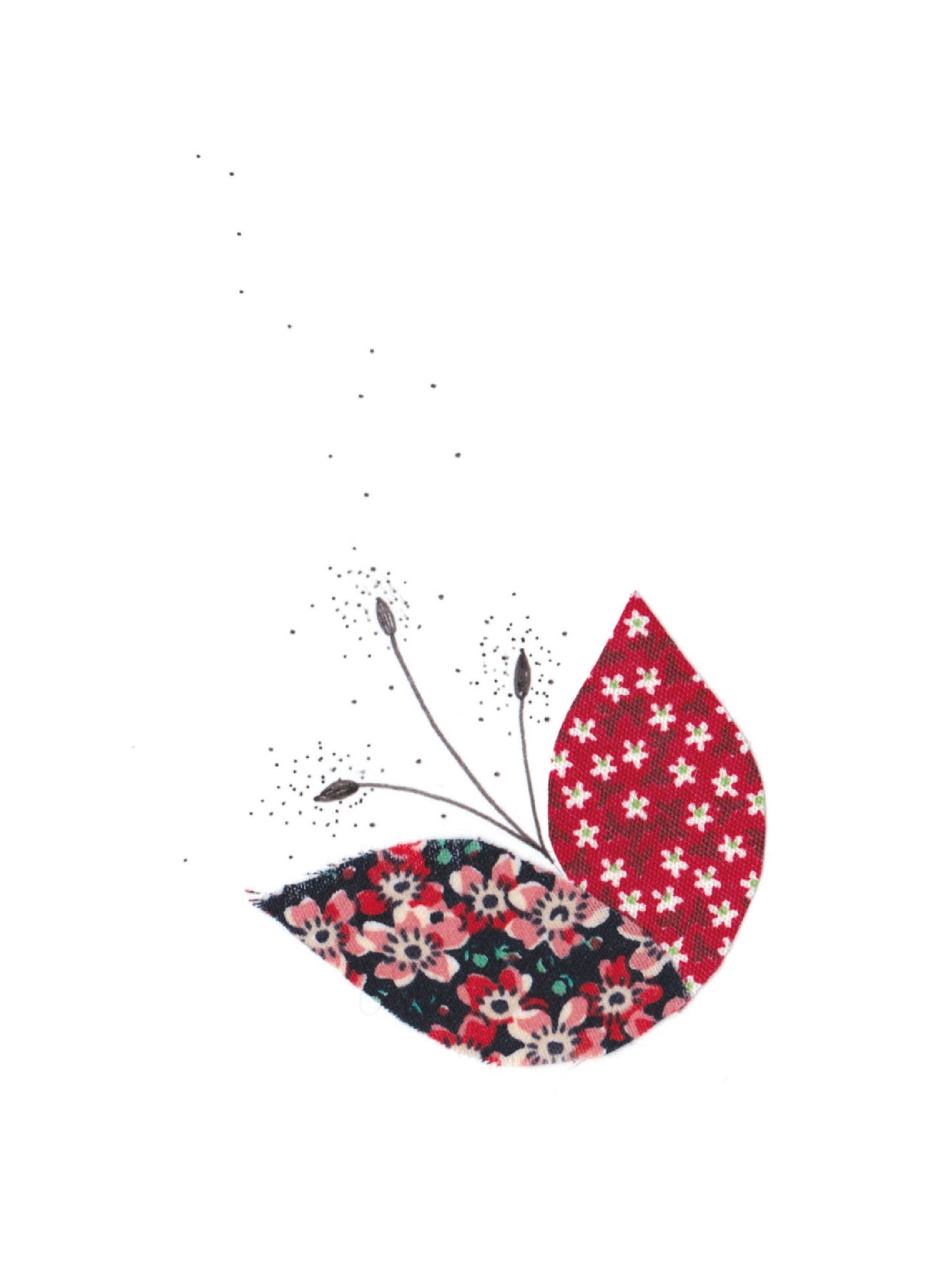 Cotton Flowers - Pollen - embroidered card