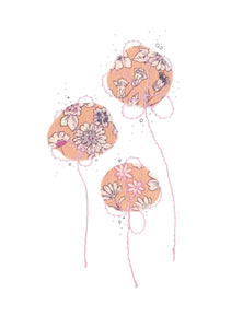 Fleurs de coton - Roses poudrées - carte cousue