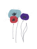 Fleurs de coton - Fleurs de lin - carte cousue