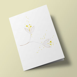 Fleurs de coton - Safran blanc - carte cousue