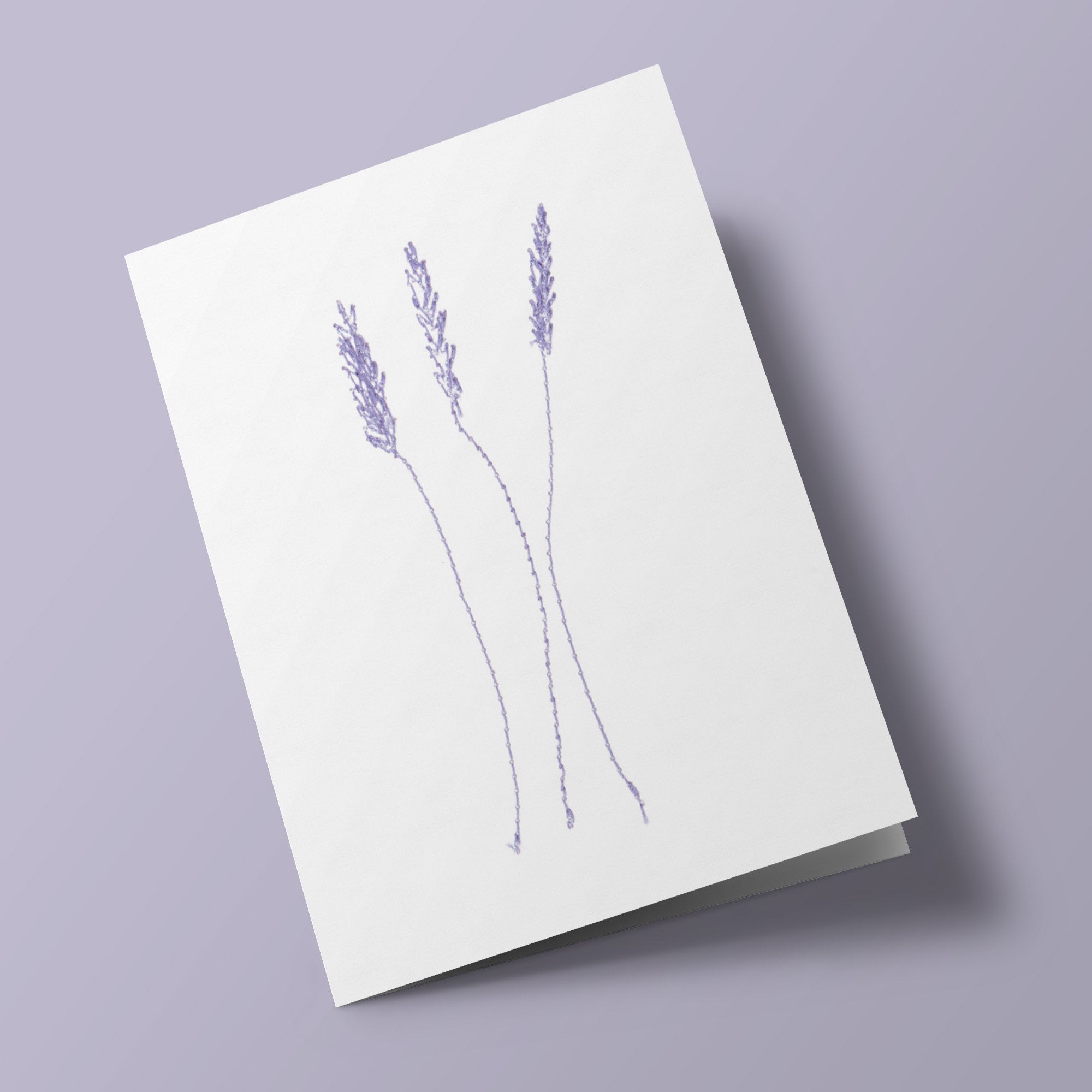 Cotton Flowers - Lavender - embroidered card