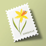 Timbres Fleurs - jonquille