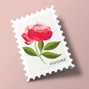 Timbres Fleurs - pivoine