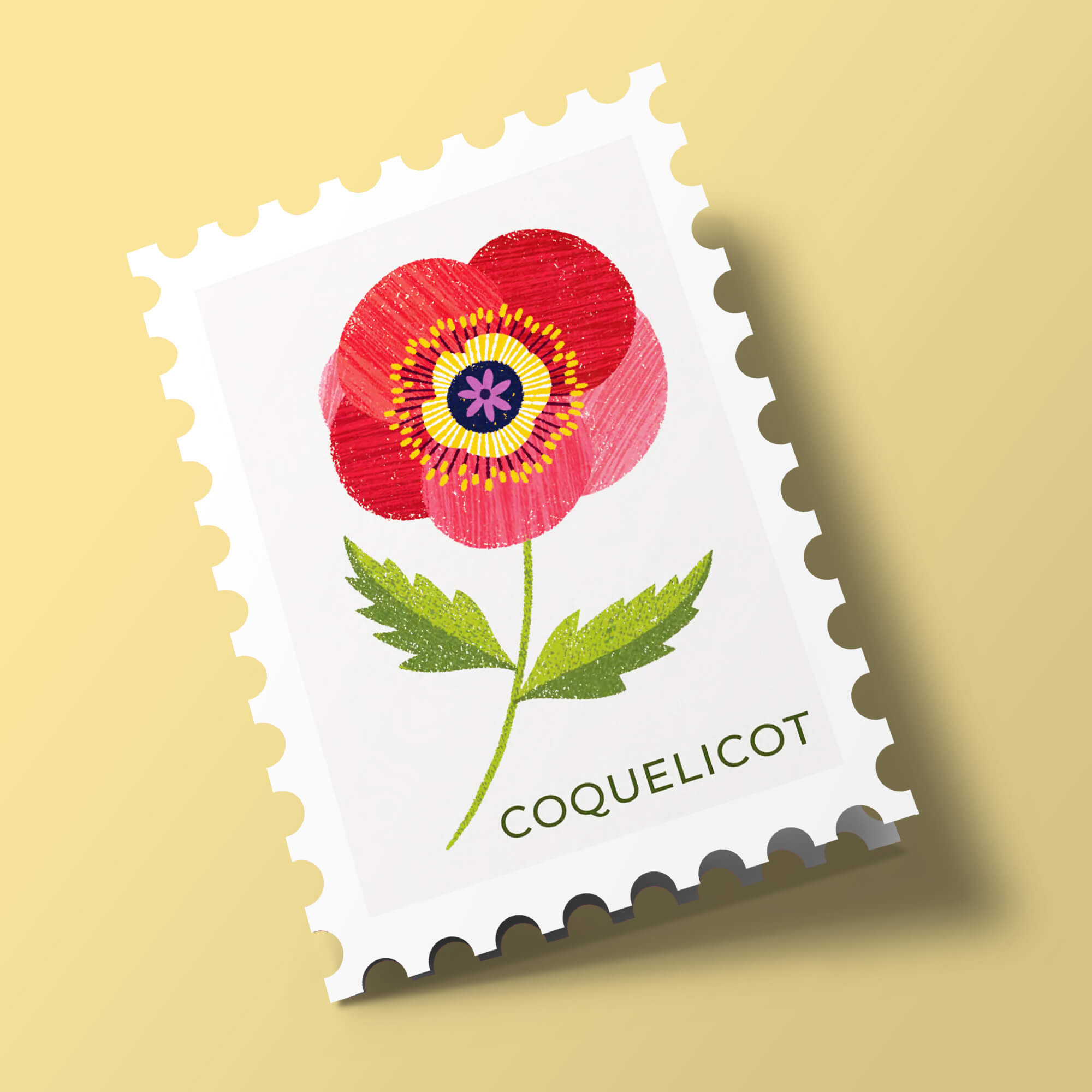 Timbres Fleurs - coquelicot