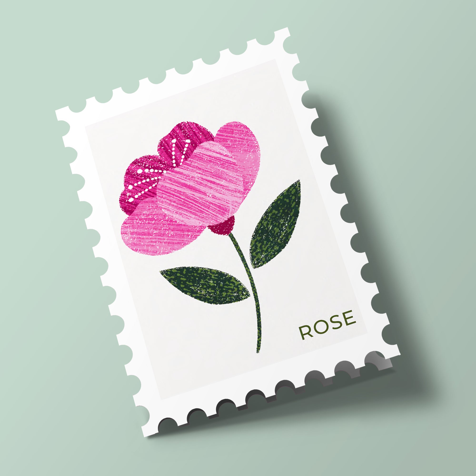 Timbres Fleurs - rose