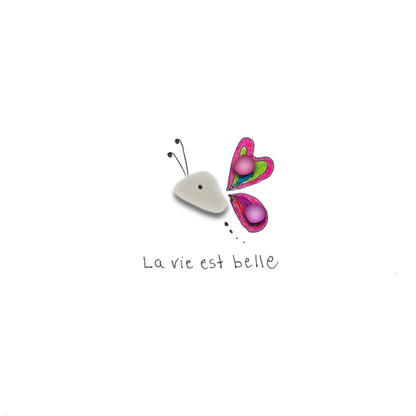 Verre de mer - La vie est belle, papillon