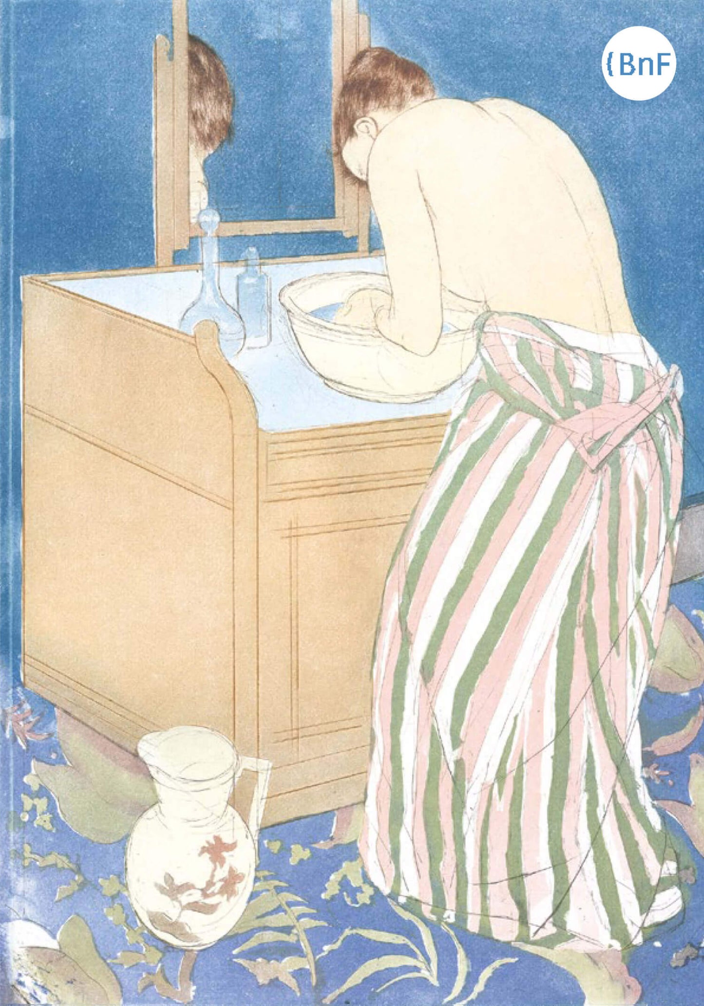 Petit Carnet - La Toilette. Mary Cassatt. Ensemble de papiers de garde pour Eugene Verneau. George Auriol.