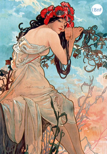 Petit Carnet - Les Saisons. L'Eté. Le Printemps. Alphonse Mucha.
