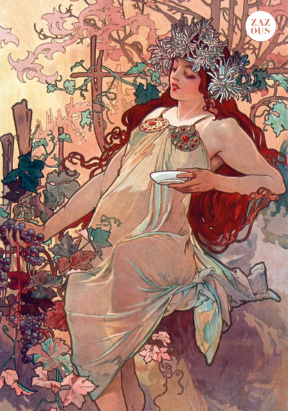 Petit Carnet - Les Saisons. L'Hiver. L'Automne. Alphonse Mucha.