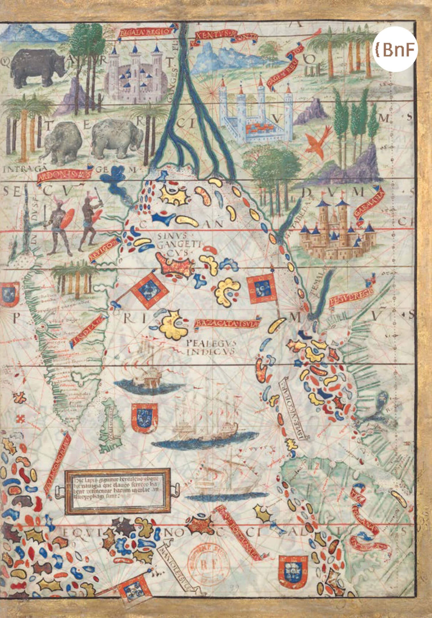 Petit Carnet - Atlas nautique du Monde, dit atlas Miller. Ocean Indien Nord avec l'Arabie et l'Inde. Lopo Homem, cartographe présumé.