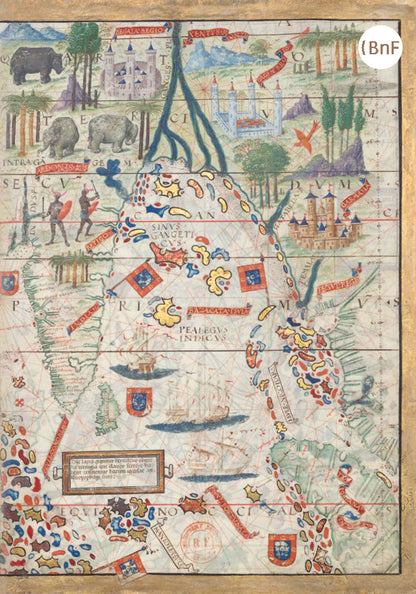 Petit Carnet - Atlas nautique du Monde, dit atlas Miller. Ocean Indien Nord avec l'Arabie et l'Inde. Lopo Homem, cartographe présumé.