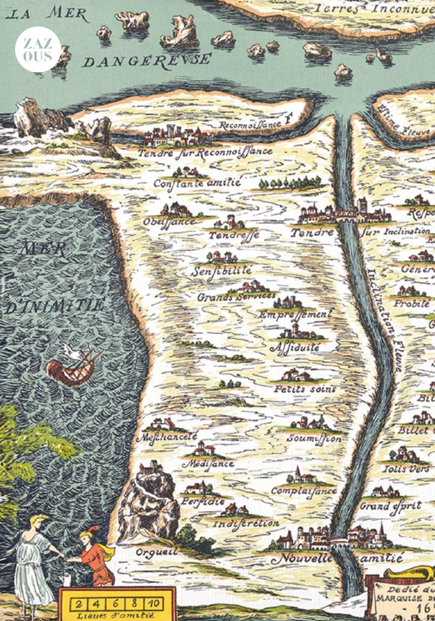 Petit Carnet - Reproduction moderne de la "Carte du pays de Tendre".