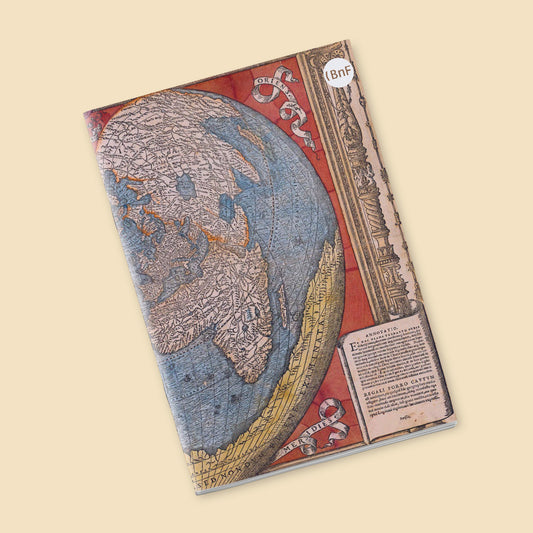 Petit Carnet - Mappemonde en forme de coeur montrant la Terre australe. 'Recens et integra orbis descriptio'. Oronce Fine, cartographe présumé.