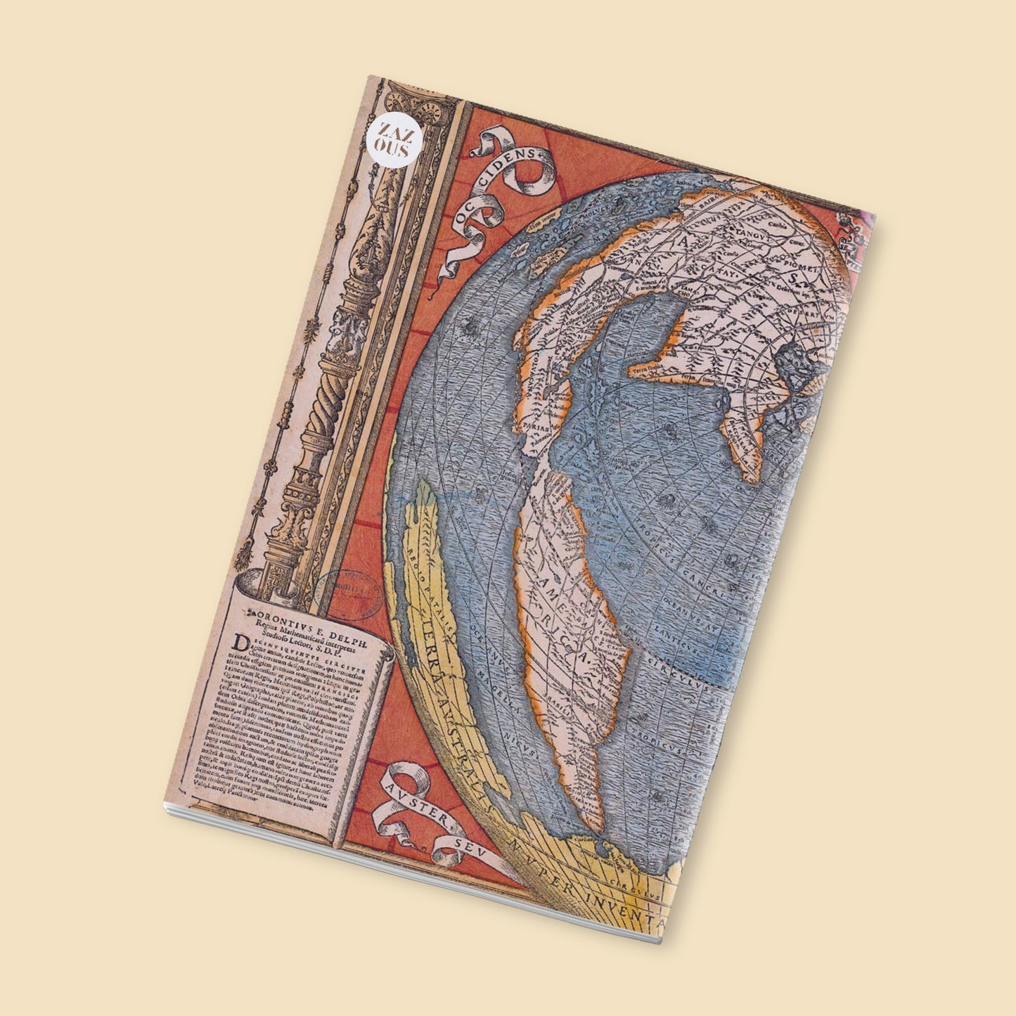 Petit Carnet - Mappemonde en forme de coeur montrant la Terre australe. 'Recens et integra orbis descriptio'. Oronce Fine, cartographe présumé.