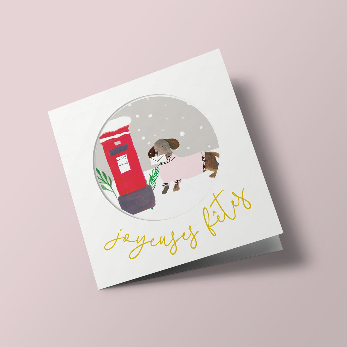 Let's Celebrate - sausage dog in a circle, on light background
