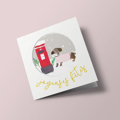 Let's Celebrate - sausage dog in a circle, on light background