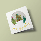 Let's Celebrate - Christmas trees in a circle, on a light background