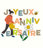 Festival - "Joyeux anniversaire", fleur et arrosoir