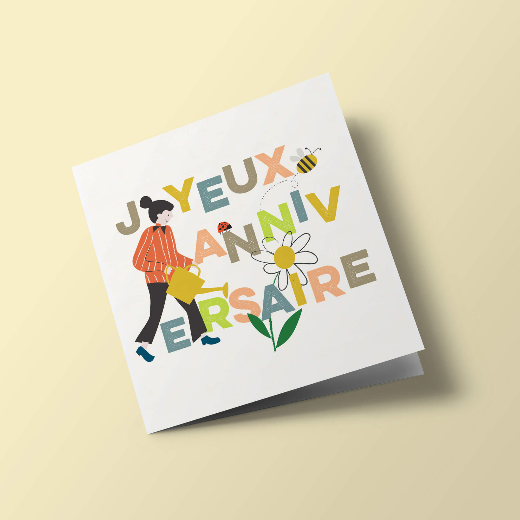 Festival - "Joyeux anniversaire", fleur et arrosoir