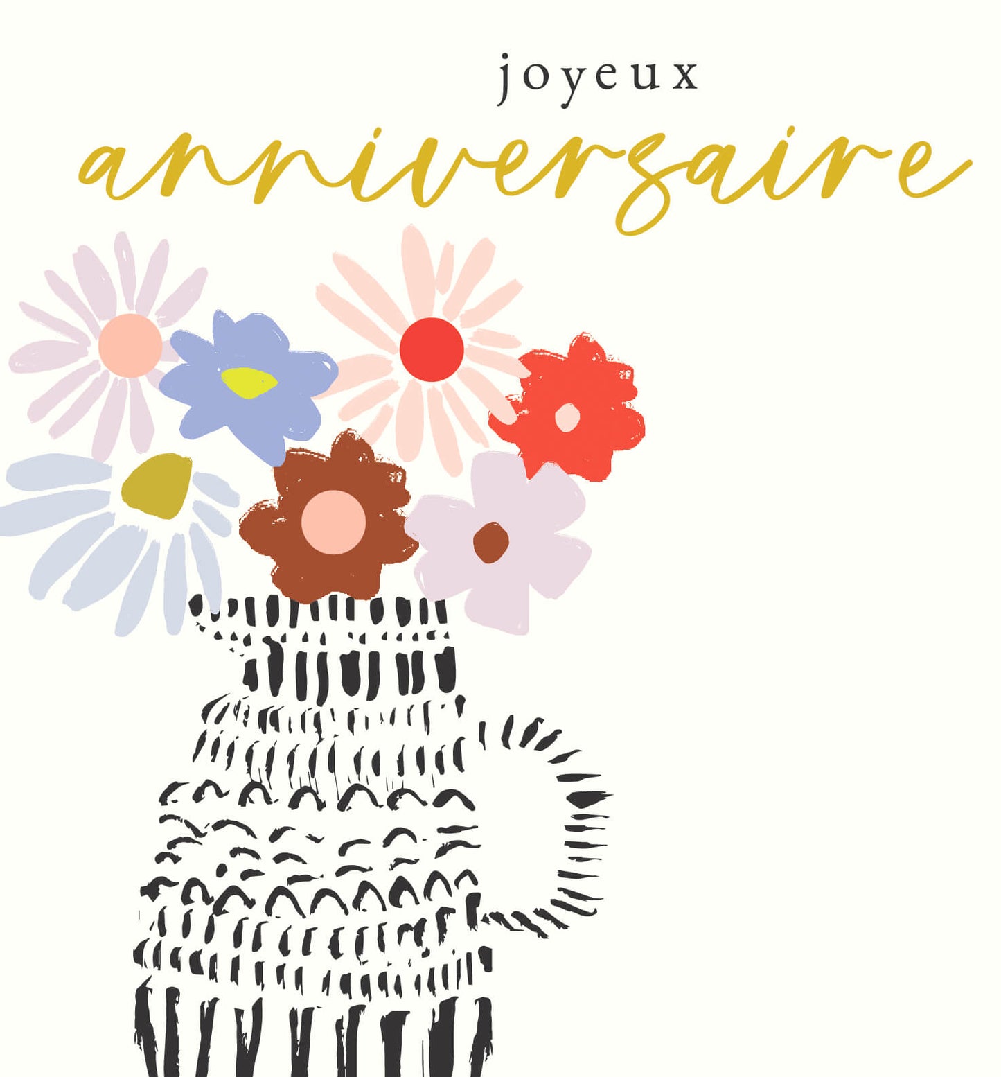 Pompons - Vase de fleurs, 'joyeux anniversaire'
