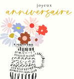 Pompons - Vase de fleurs, 'joyeux anniversaire'
