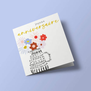 Pompons - Vase de fleurs, 'joyeux anniversaire'