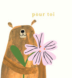 Pompons - Ours avec fleur, 'pour toi'
