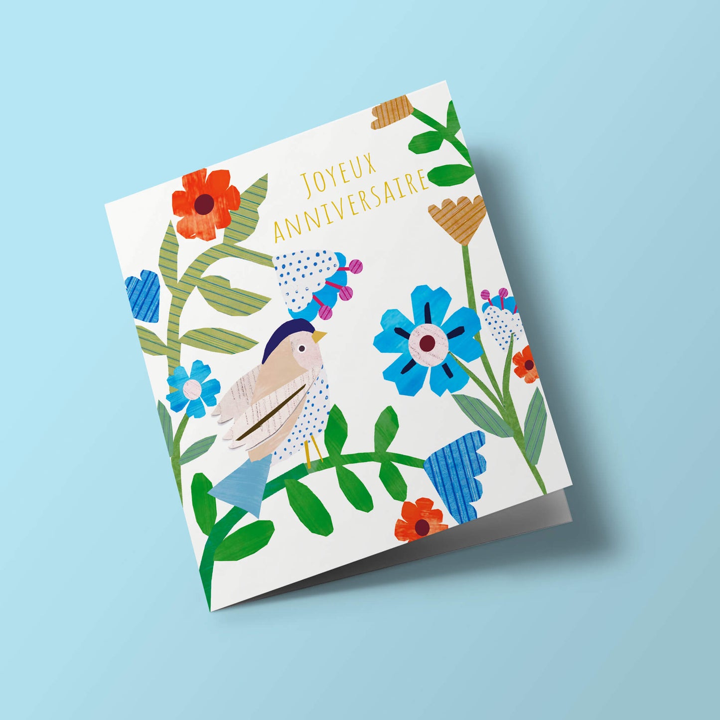 Paper Collage - Oiseau et fleurs