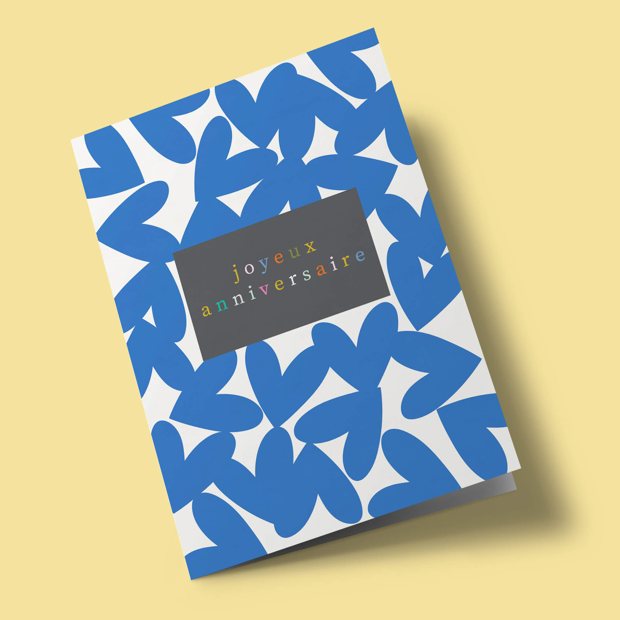 Pattern Work - "Joyeux anniversaire", cœurs bleus
