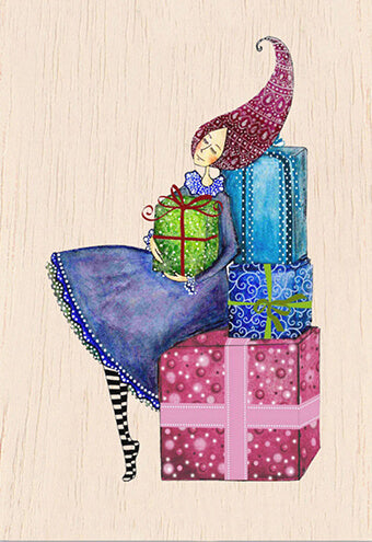 Carte en bois - Les cadeaux