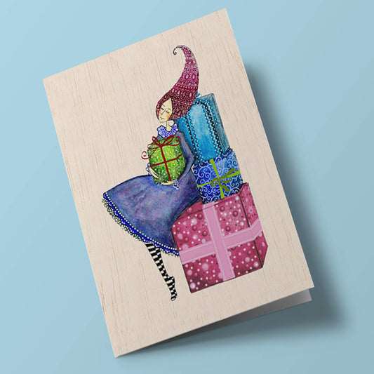 Carte en bois - Les cadeaux