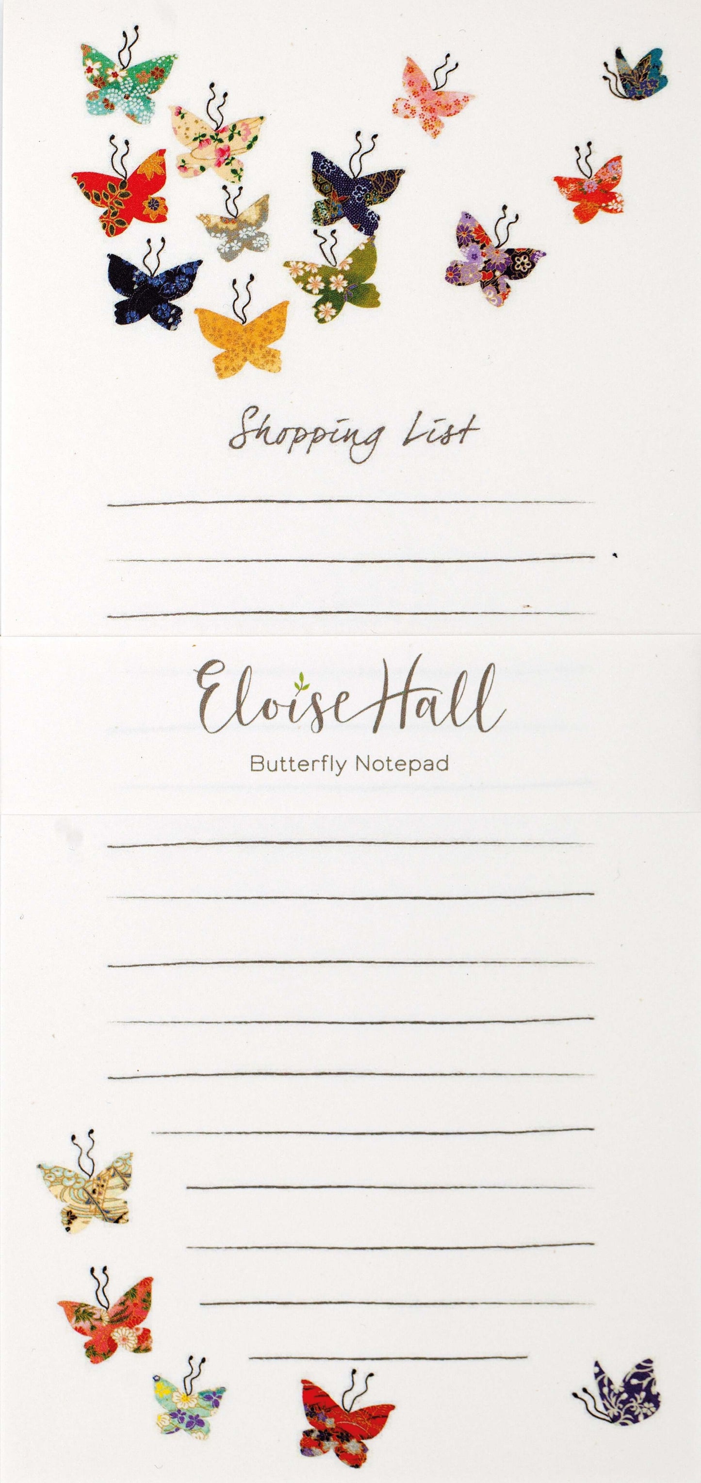 Notepad - 'Shopping list' avec des papillons
