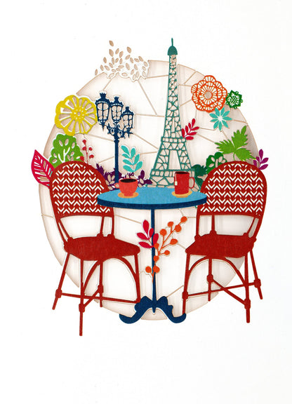 Paris Laser-Cut Cards - Terrace and Eiffel Tower