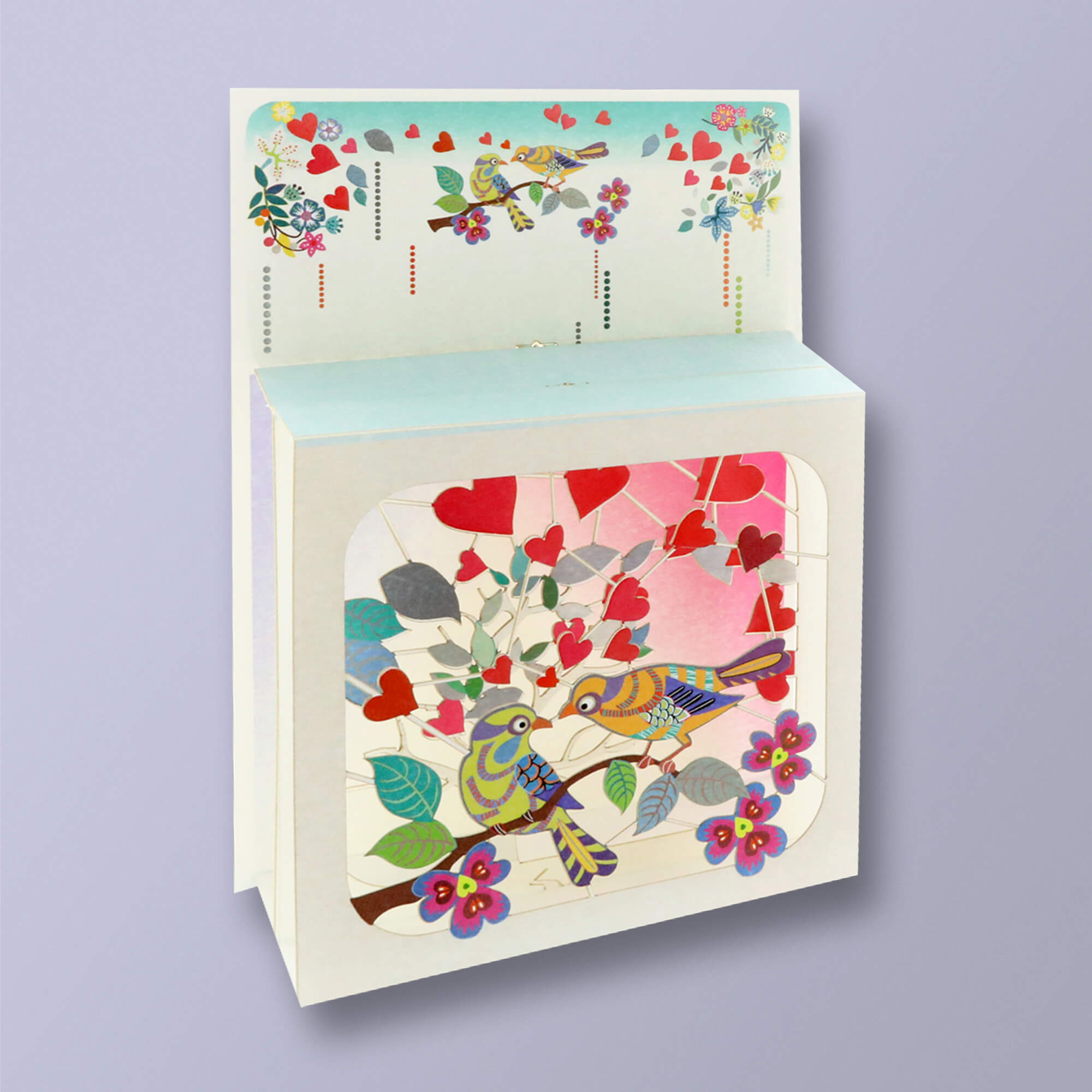 Carte box - Oiseaux et cœurs